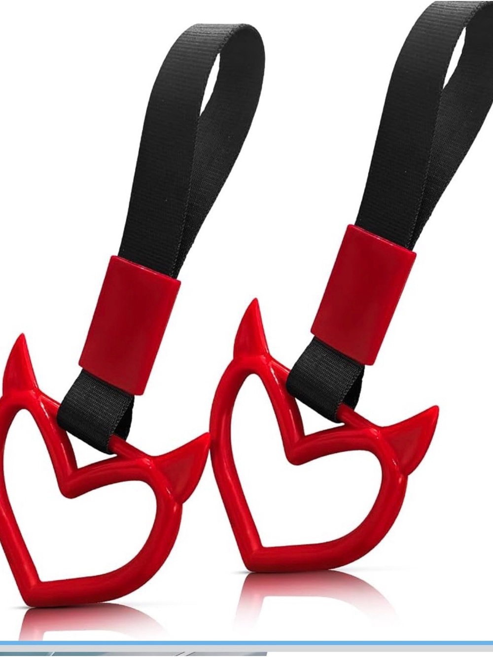 2 Pcs Devil Heart Shaped Car Handle Strap